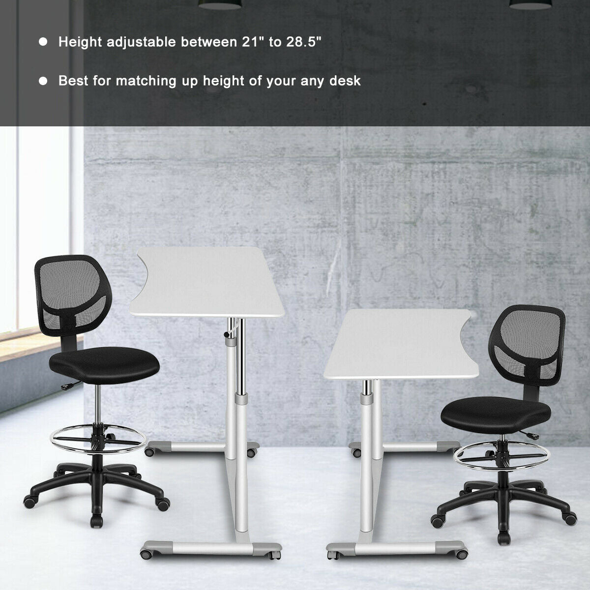 Adjustable Height Mesh Drafting Office Chair – Simple