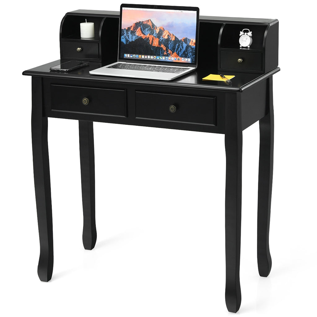 Bamboo Writing Desk with 2 Drawers and Shelf - Natural