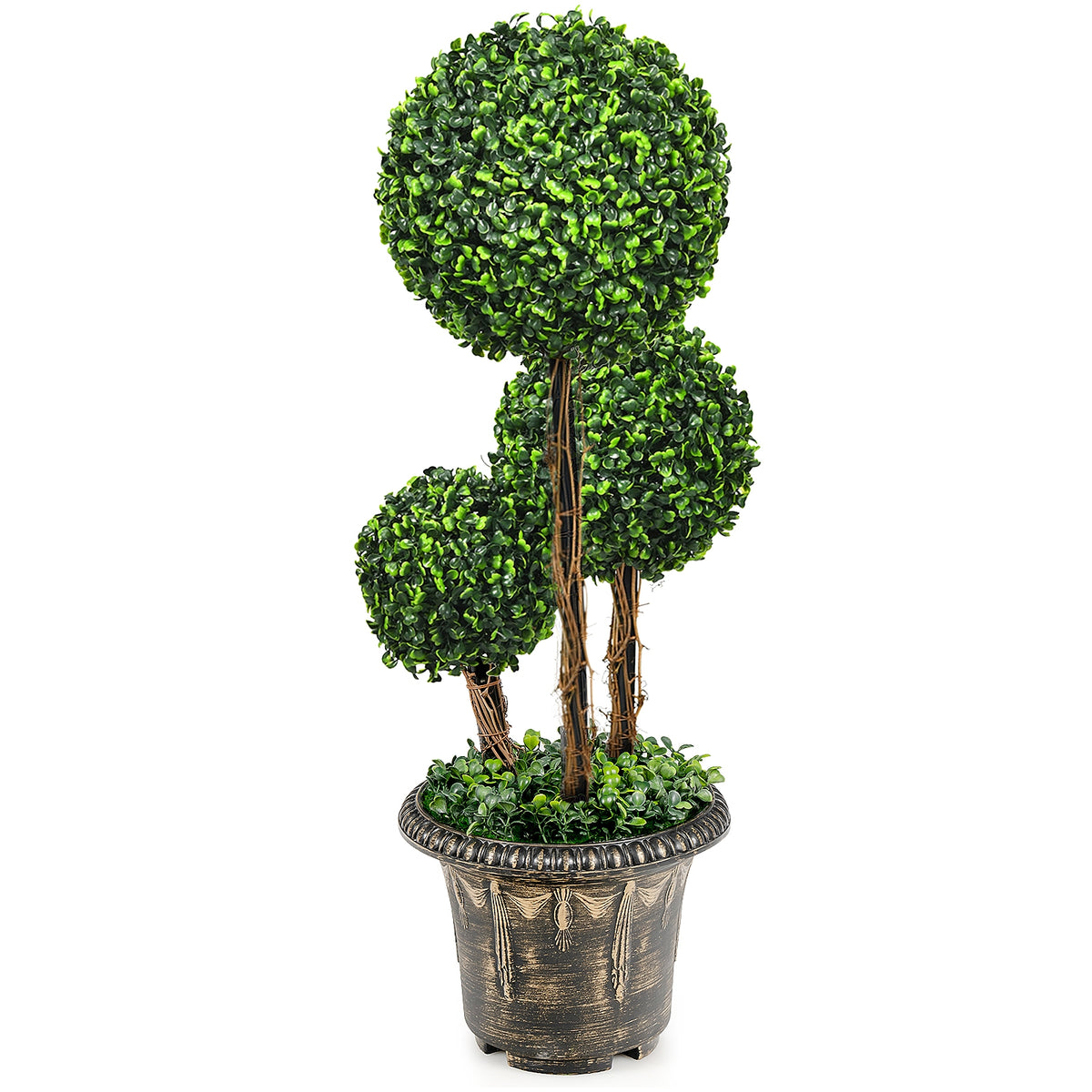 30 Inch Artificial Topiary Triple Ball Tree - Indoor & Outdoor UV Protected