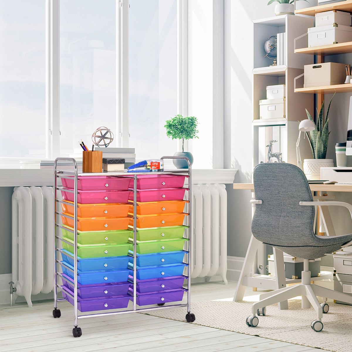 20-Drawer Rolling Storage Cart Organizer - Transparent Multicolor