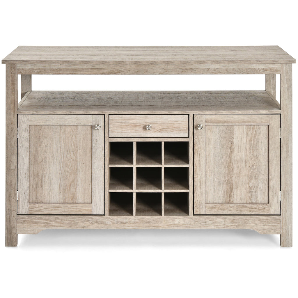 Buffet Sideboard with Wine Rack and Open Shelf - Gray