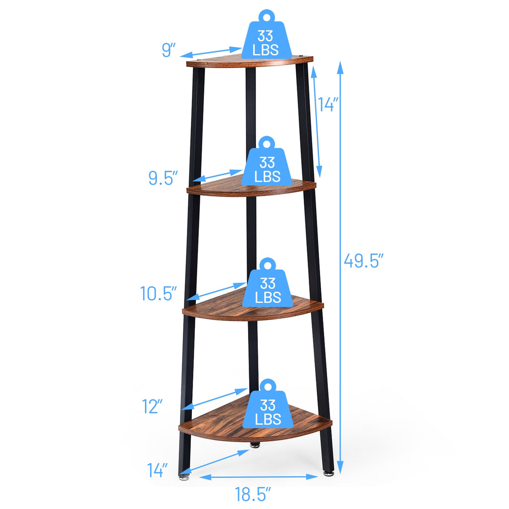 4-Tier Multipurpose Corner Shelf Bookcase