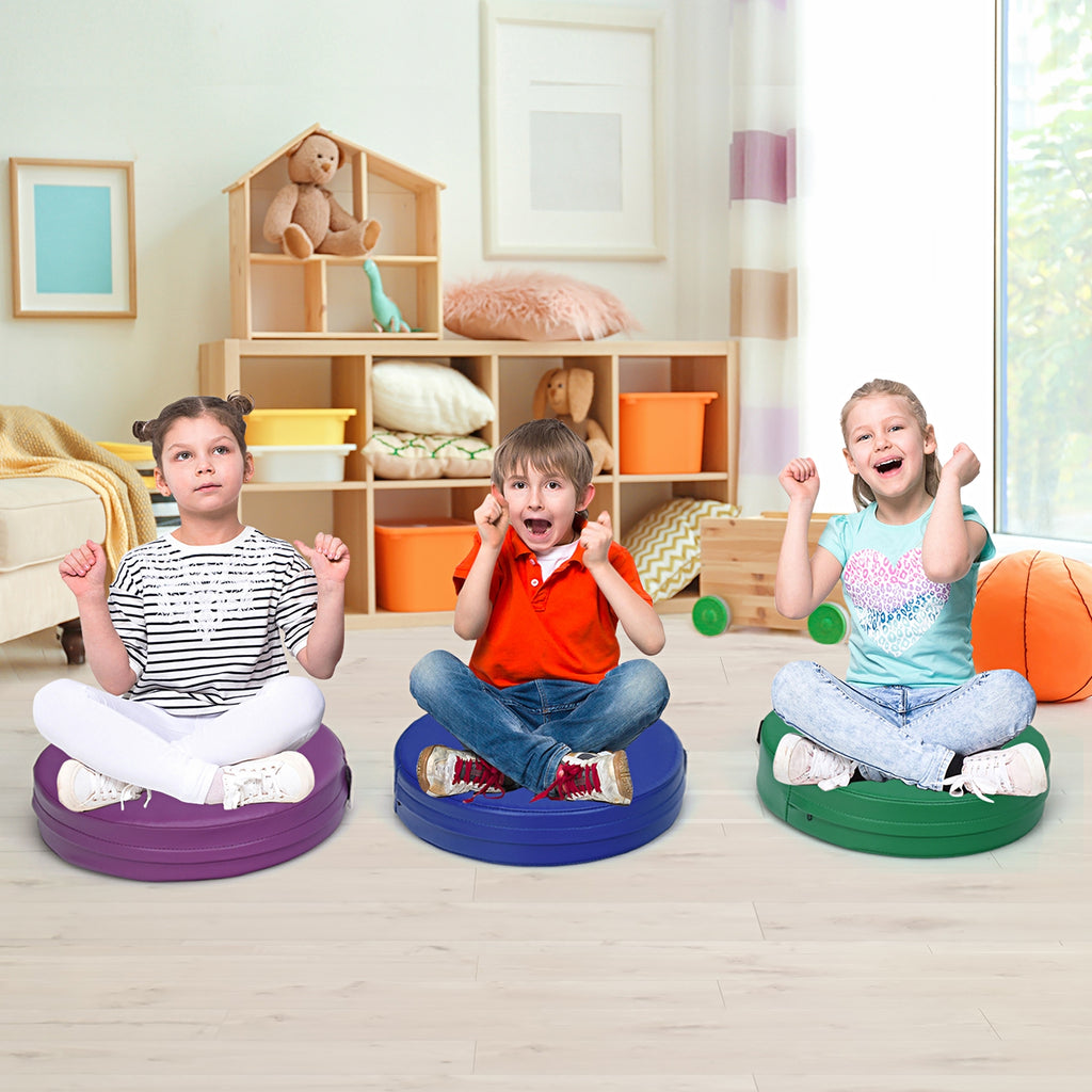 Multicolor 15 Inch Round Toddler Floor Cushions - 6 Pieces, Waterproof & Cushioned