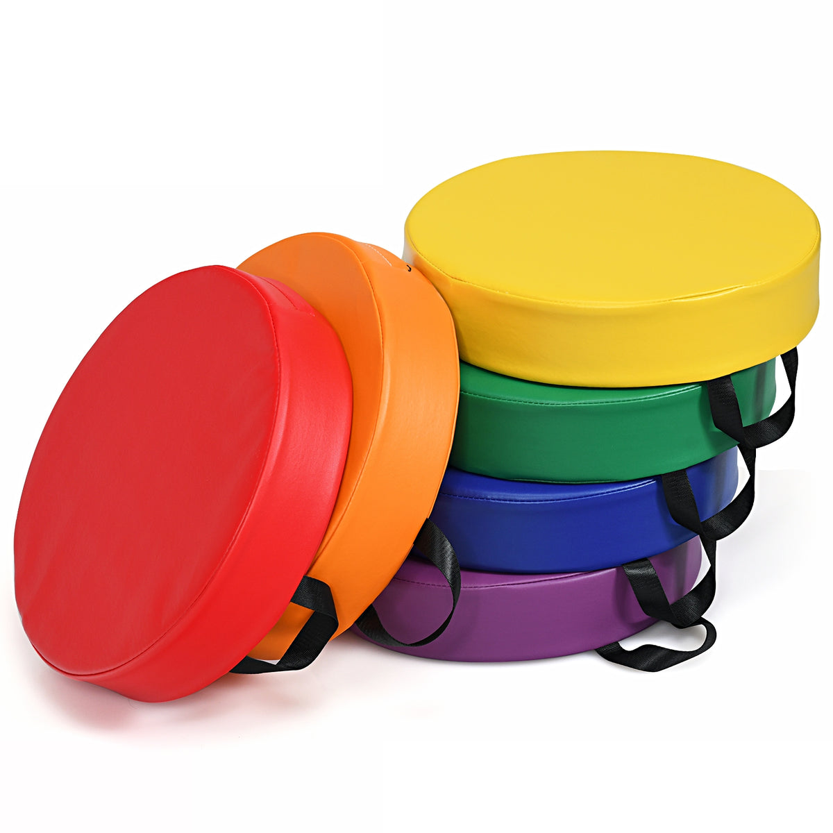 Multicolor 15 Inch Round Toddler Floor Cushions - 6 Pieces, Waterproof & Cushioned