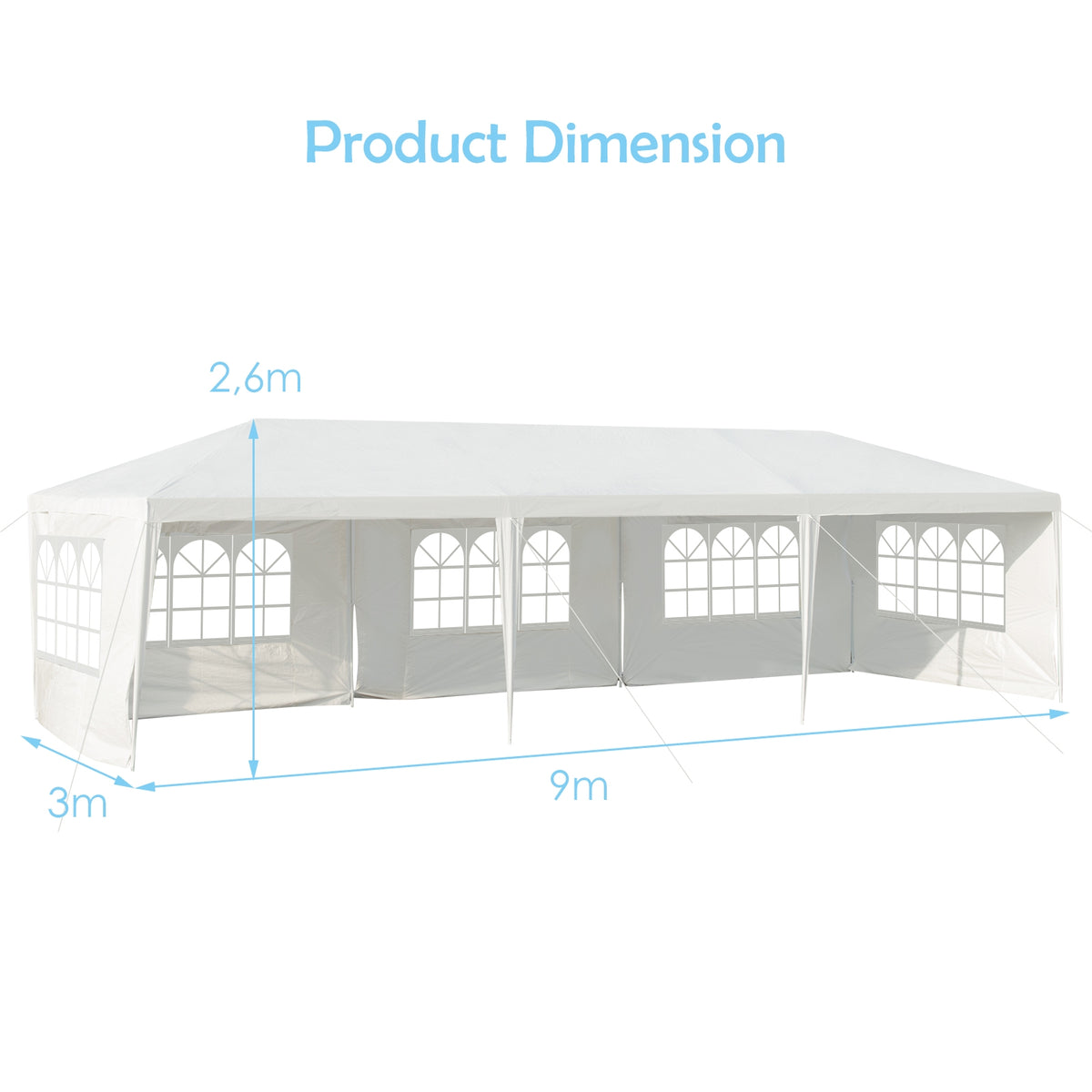 10 x 30 Feet Canopy Tent with 5 Removable Sidewalls