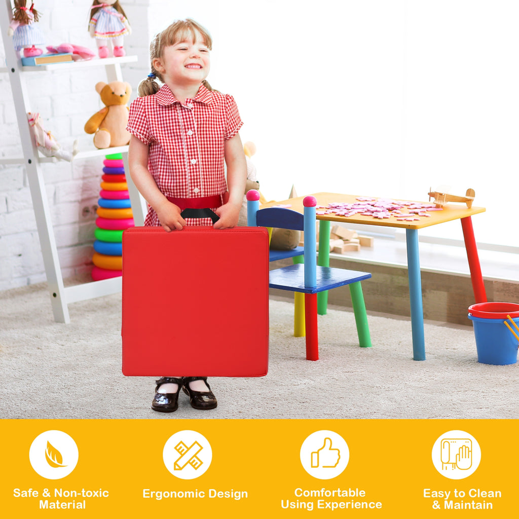 Multicolor 15 Inch Square Toddler Floor Cushions Set with Handles - 6 Pieces
