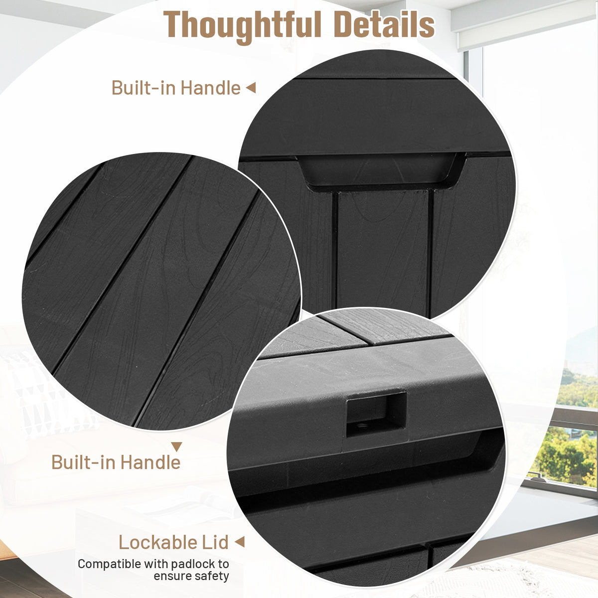 30 Gallon Deck Box Storage Bench - Black