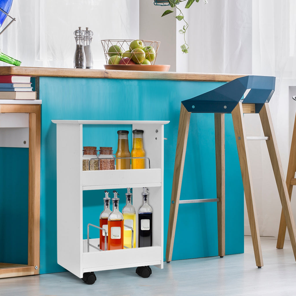 Slim Rolling 3-Tier Bathroom Storage Cabinet with Handle