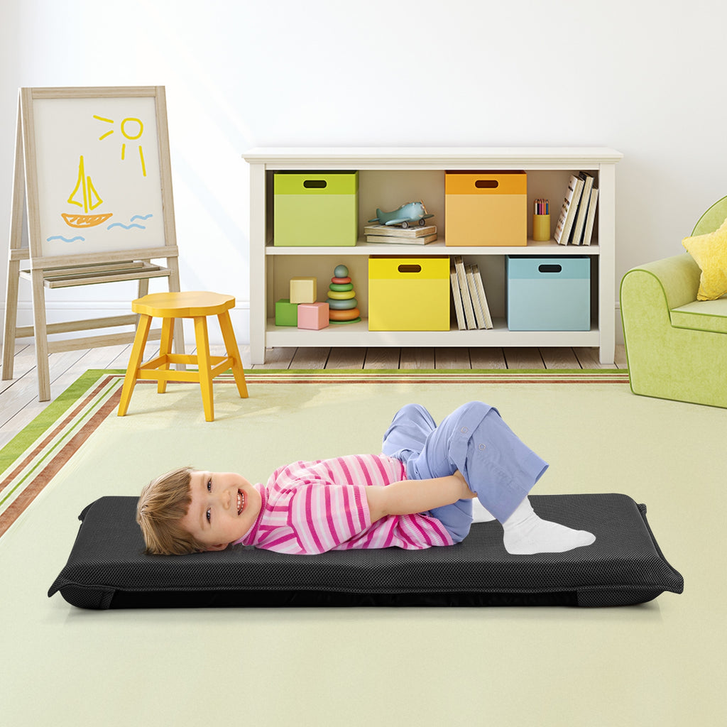 6-Position Folding Floor Chair with Back Support - Black