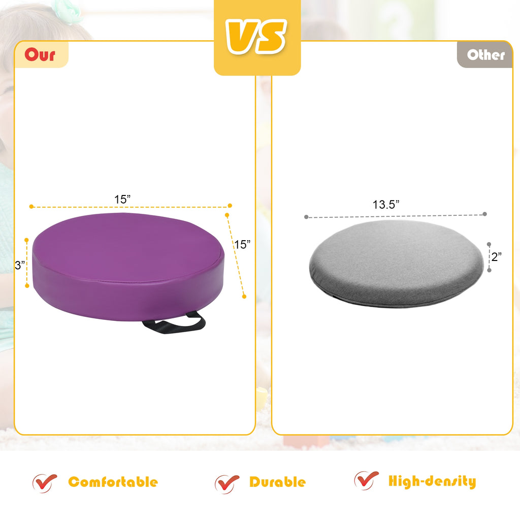 Multicolor 15 Inch Round Toddler Floor Cushions - 6 Pieces, Waterproof & Cushioned