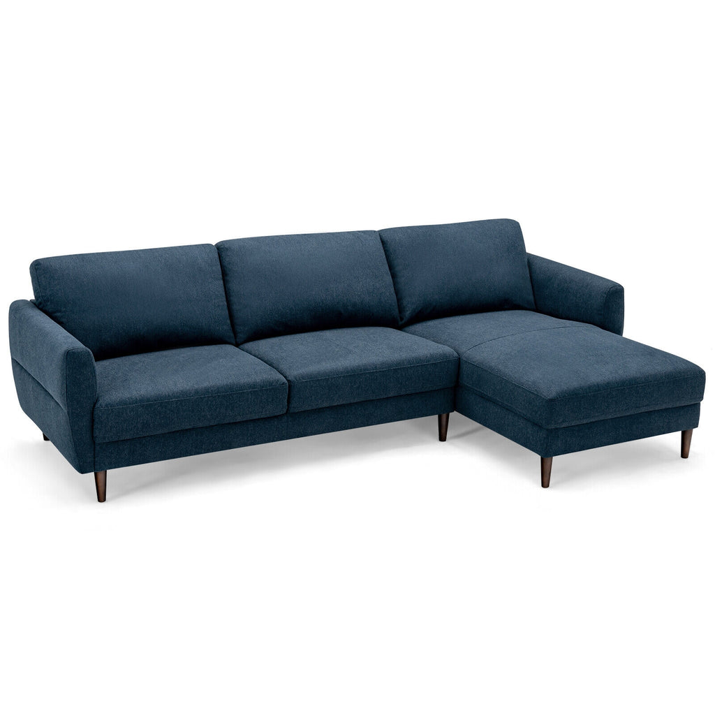 L-Shaped Fabric Sectional Sofa with Chaise Lounge – Navy