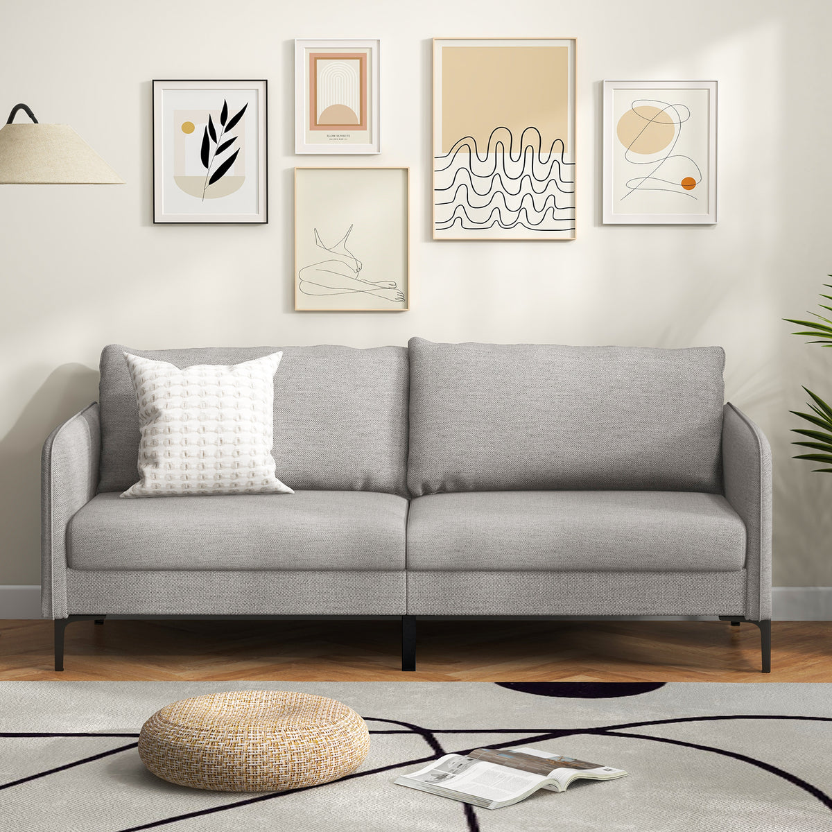 Modern 76 Inch Loveseat Sofa Couch, Gray