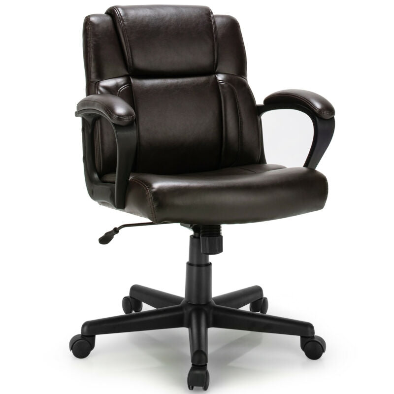 Adjustable Leather Executive Office Chair Computer Desk with Armrest