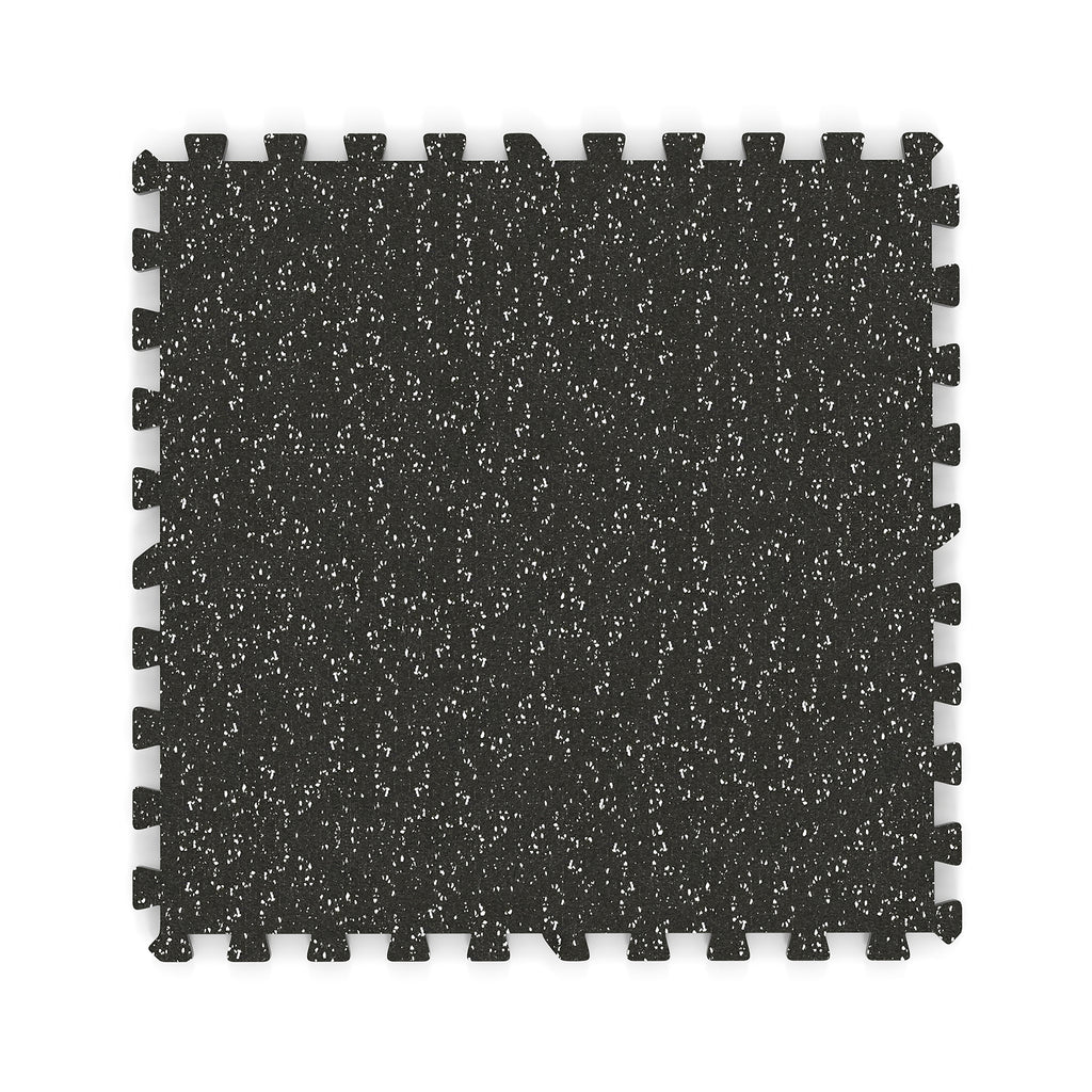 12 Pack Rubber Top Exercise Mats - Black & Gray Interlocking Foam Tiles, 48 Sq Ft