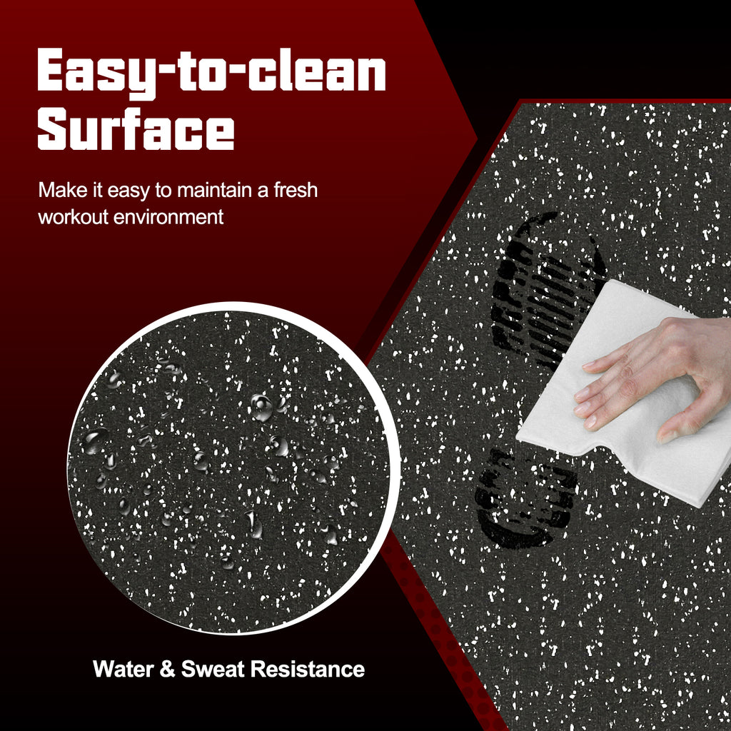 12 Pack Rubber Exercise Mats - 48 Sq Ft Interlocking Foam Tiles with Borders, Black & Gray