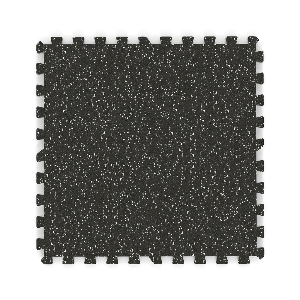 12 Pack Rubber Top Exercise Mats - 48 Sq Ft Interlocking Fitness Floor Tiles - Black