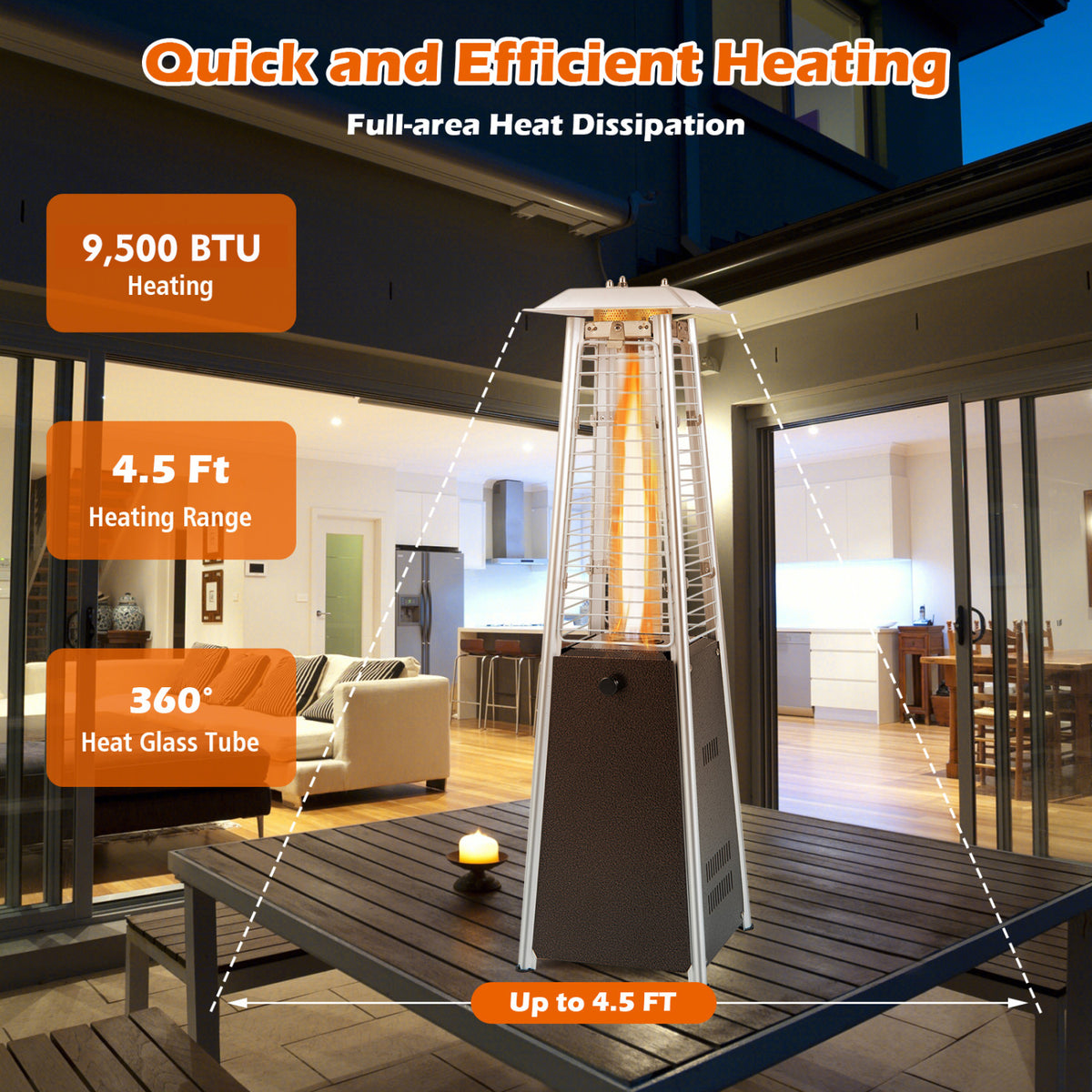 9500 BTU Portable Tabletop Patio Heater - Black