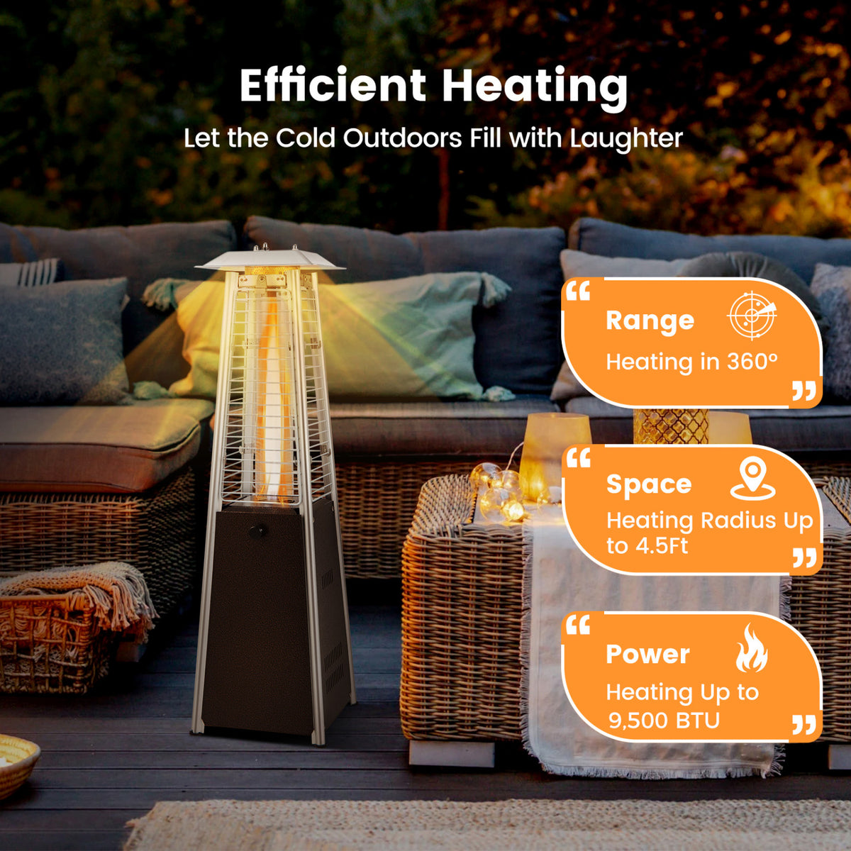 9500 BTU Portable Tabletop Patio Heater - Black