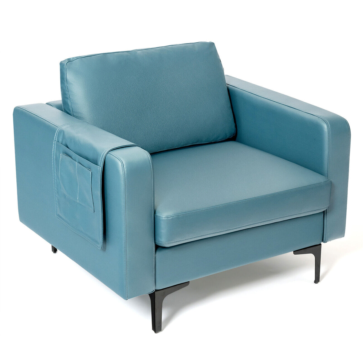 3-Seat Convertible Sofa with USB Ports & Magazine Pockets - Dark Gray