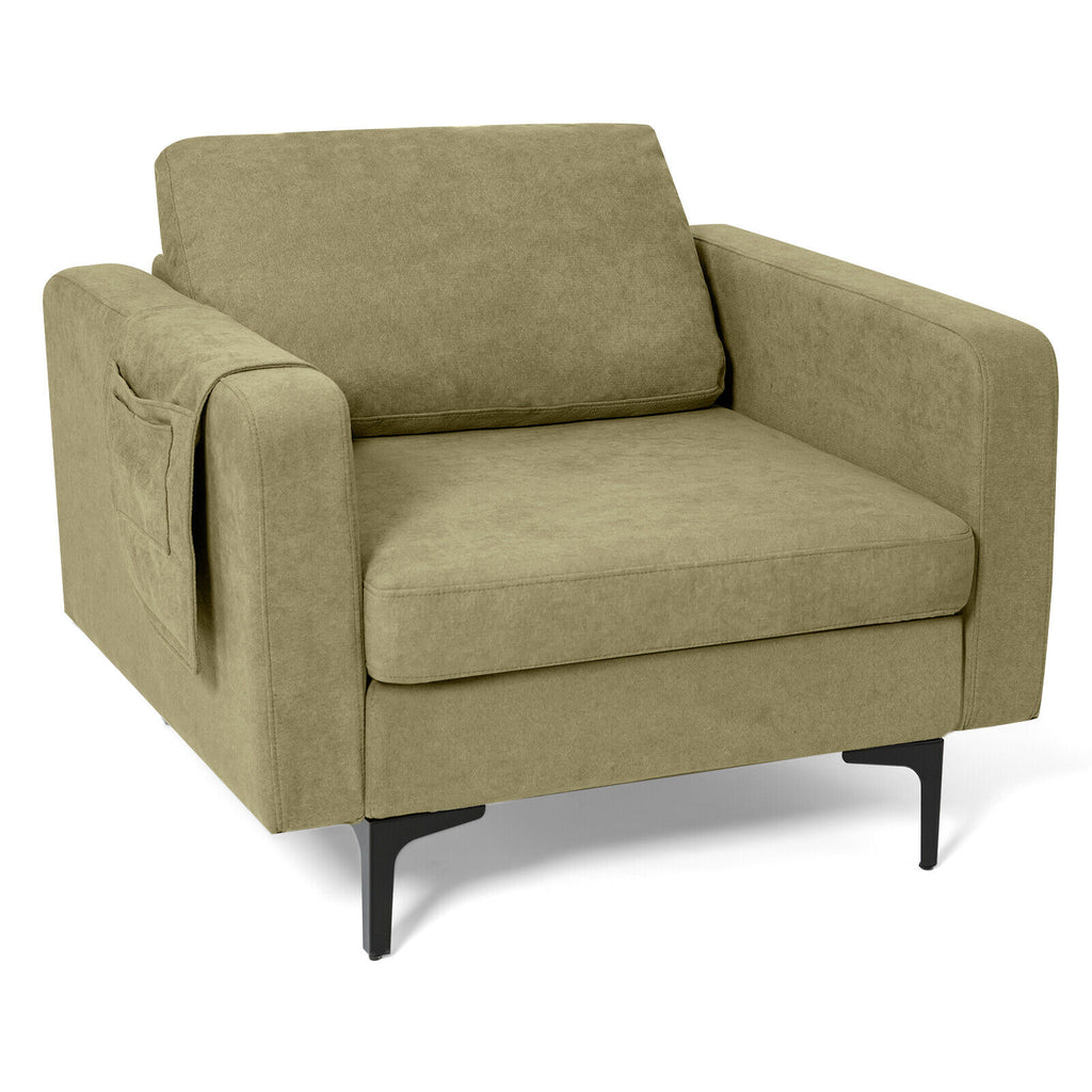 Modern Accent Armchair with Side Storage Pocket - Orange