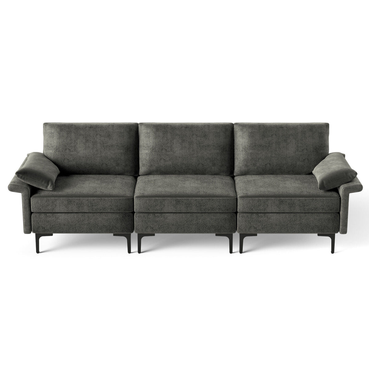 3-Seat Sofa Sectional with Metal Legs, Gray