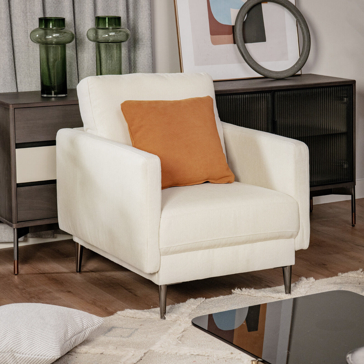 Modern Upholstered Accent Chair White