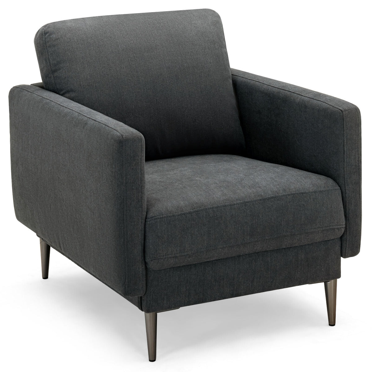 Gray Sofa Couch with Metal Legs & Cushioned Backrest