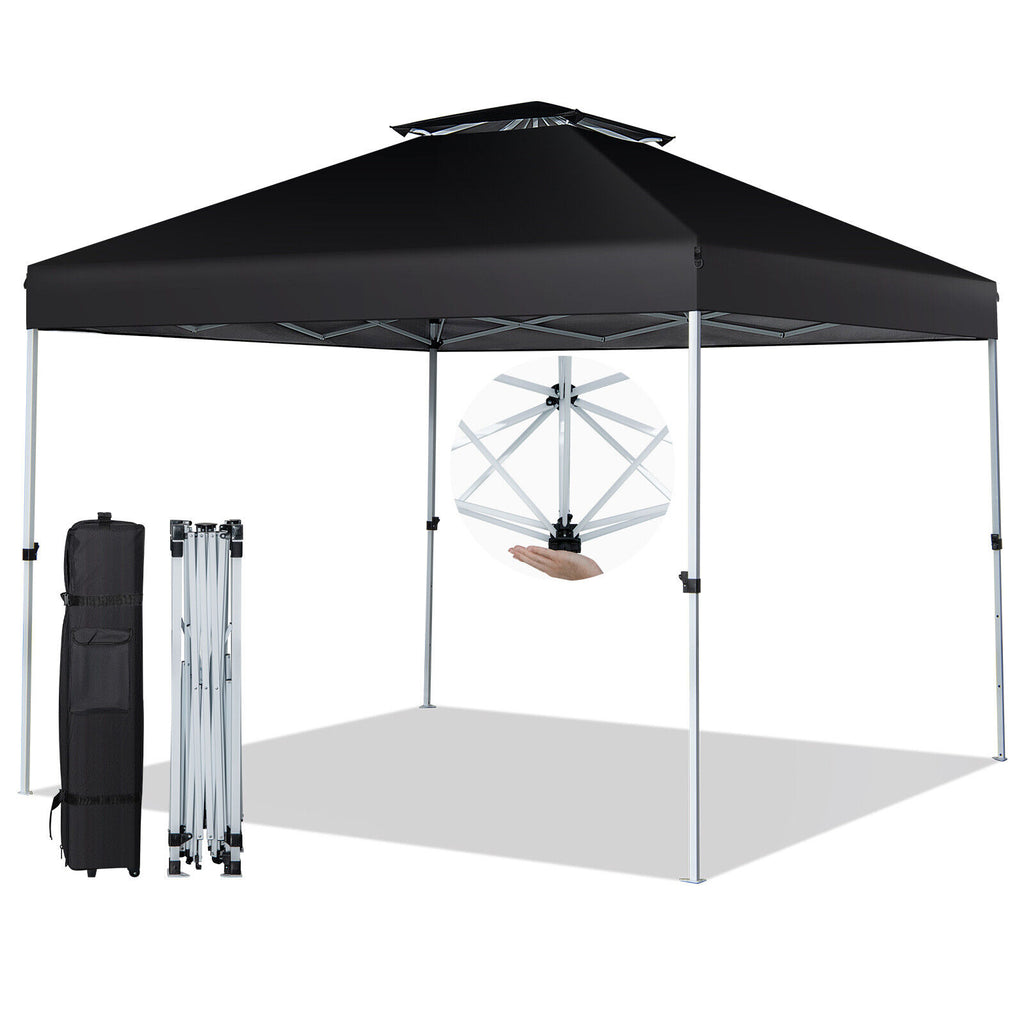 2-Tier 10 x Feet Pop-up Canopy Tent with Wheeled Carry Bag