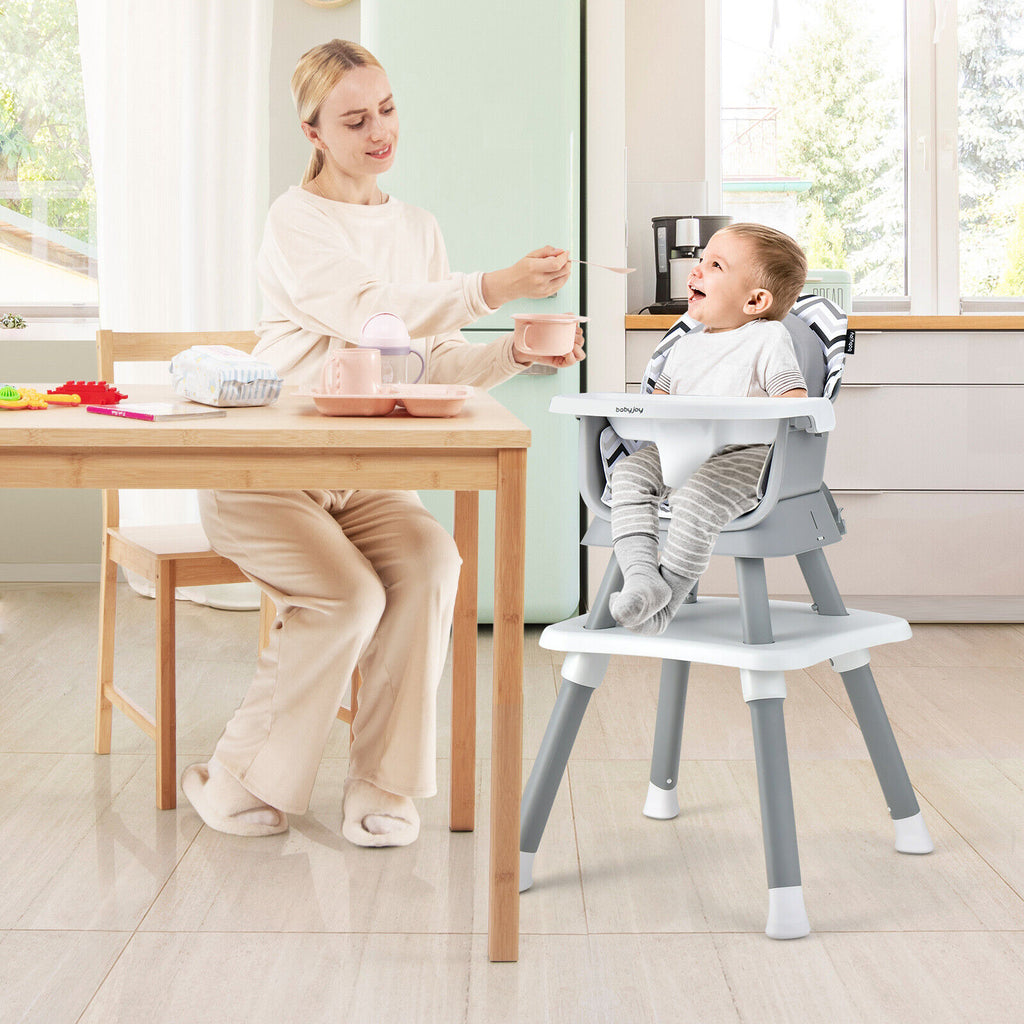 Gray & White 8-in-1 Convertible Baby High Chair with Removable Tray