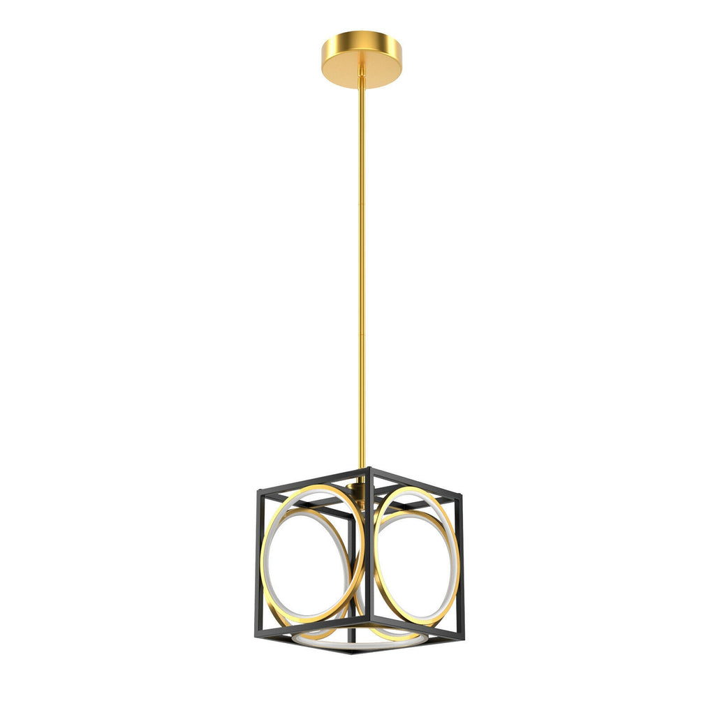 Adjustable Suspender LED Pendant Light - Golden Cube Design, 42 Inch