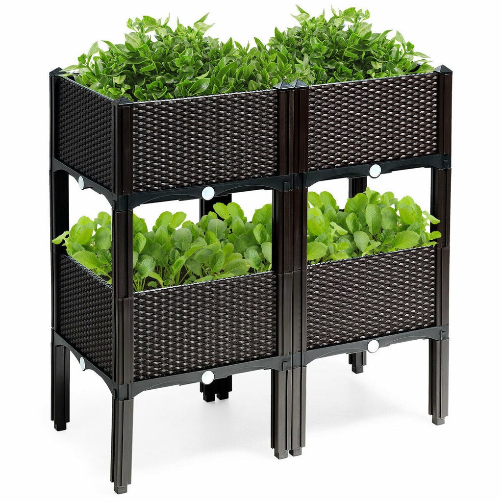 Elevated Garden Planter Box Set of 4 - Brown