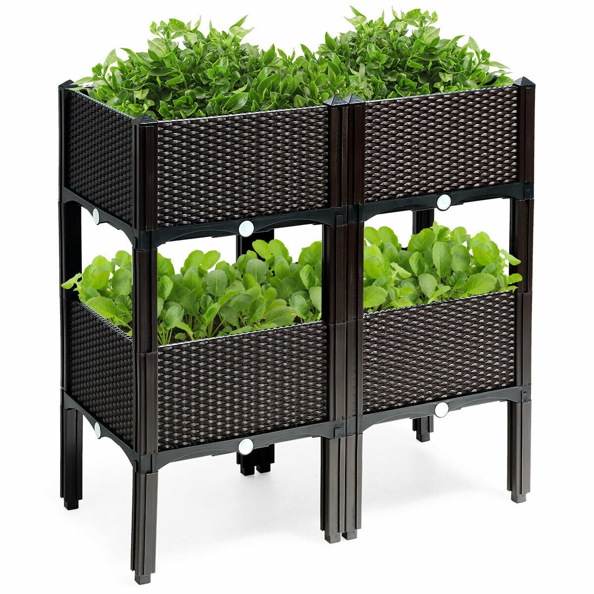 Elevated Garden Planter Box Set of 4 - Brown
