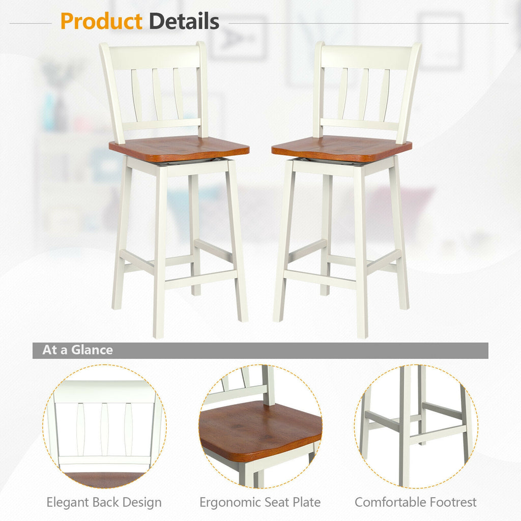 24.5" Swivel Bar Stools Set of 2 - White