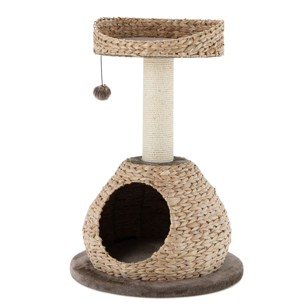 28-Inch Hand-Made Cat Tree Tower with Jump Platform - Coffee Variation