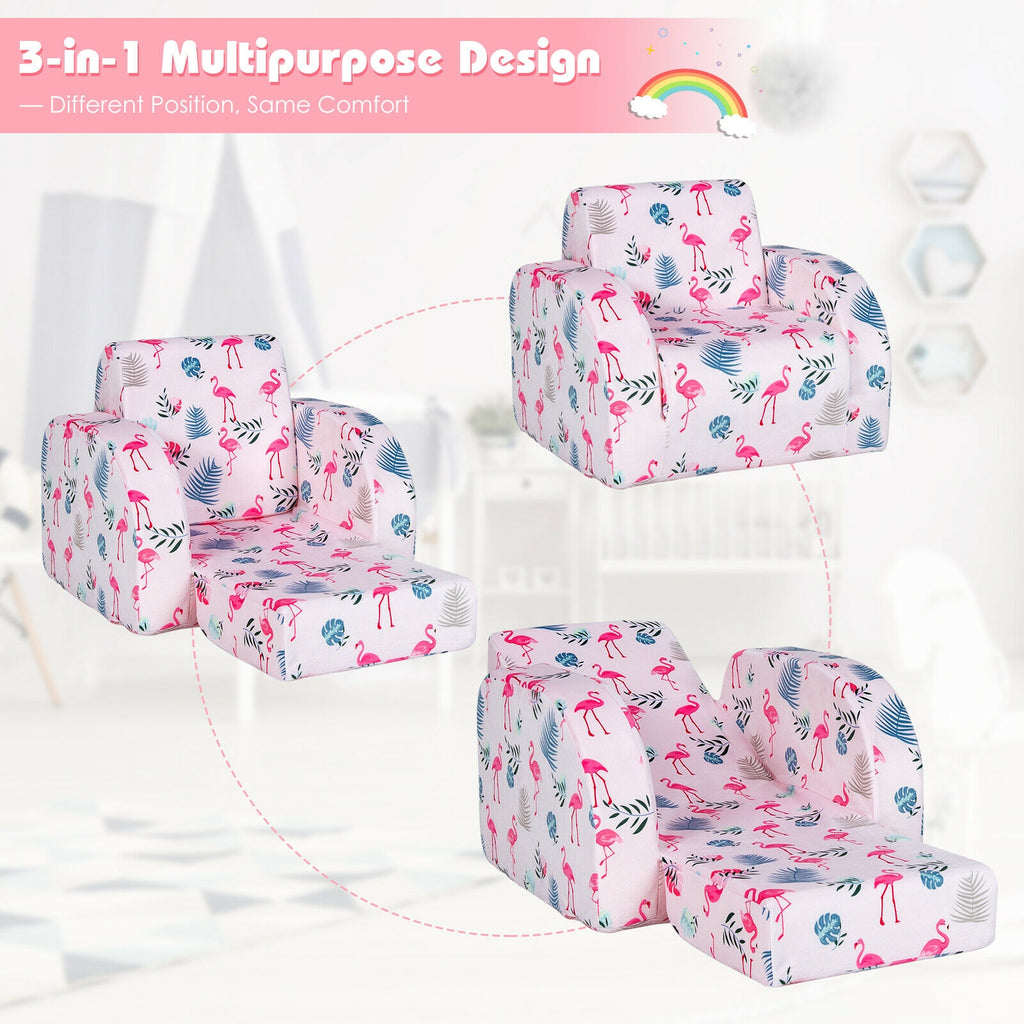 Pink 3-in-1 Convertible Kid Sofa Bed Lounger - Toddler Play & Rest Chair