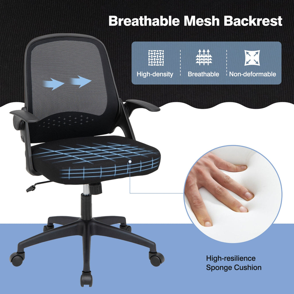 Adjustable Mesh Office Chair with Flip-up Armrest - Black