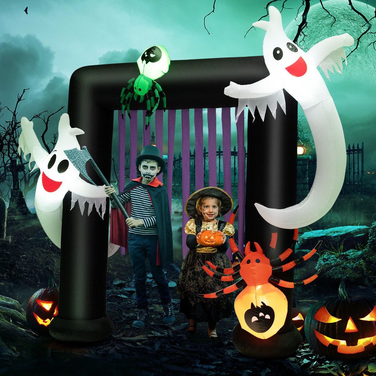 7.5Ft Inflatable Halloween Archway with Lights & Decorations for Outdoor Festive Decor
