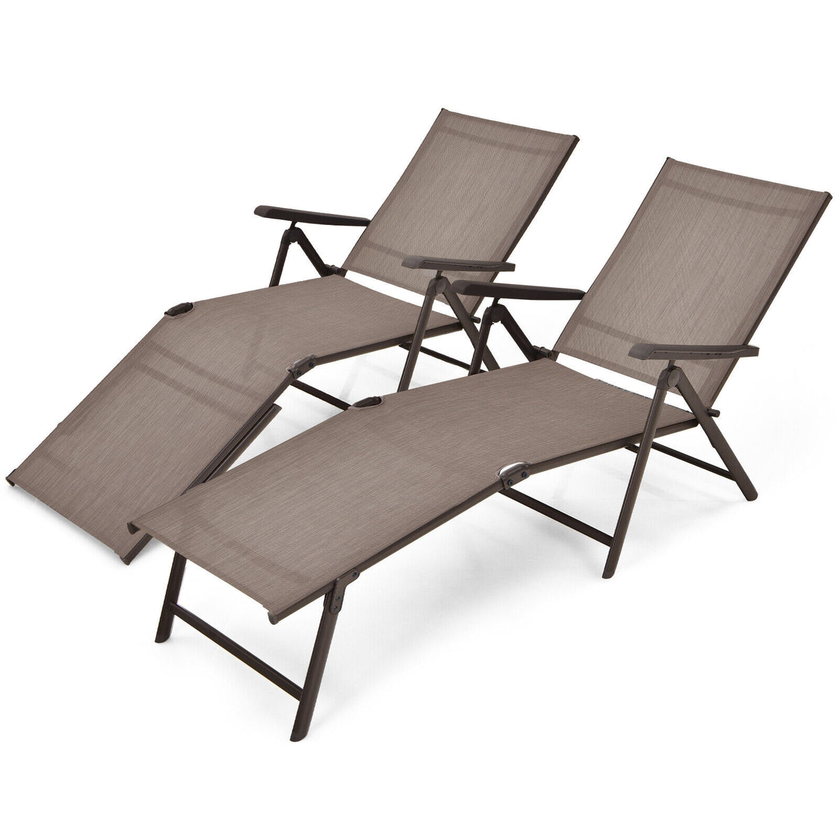 Foldable Chaise Lounge Chair with Footrest - Black
