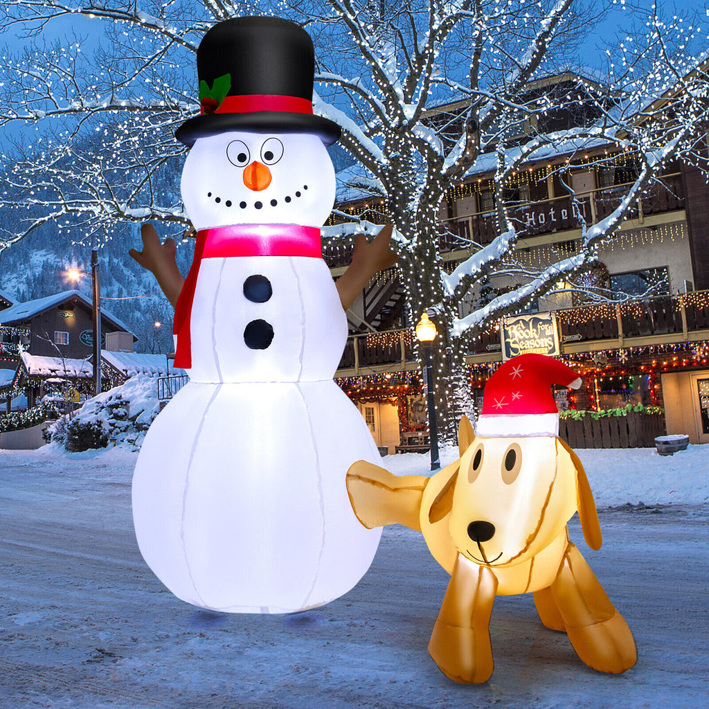 6 Ft Inflatable Snowman and Dog Christmas Decoration with LED Lights