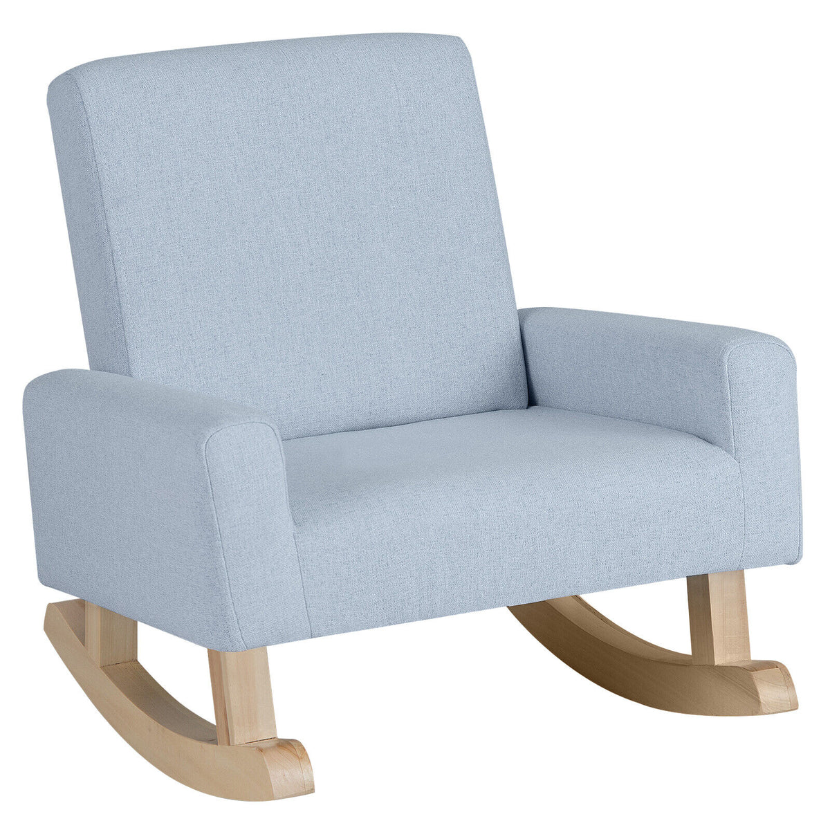 Kids Rocking Chair with Solid Eucalyptus Wood Legs - Blue Variation