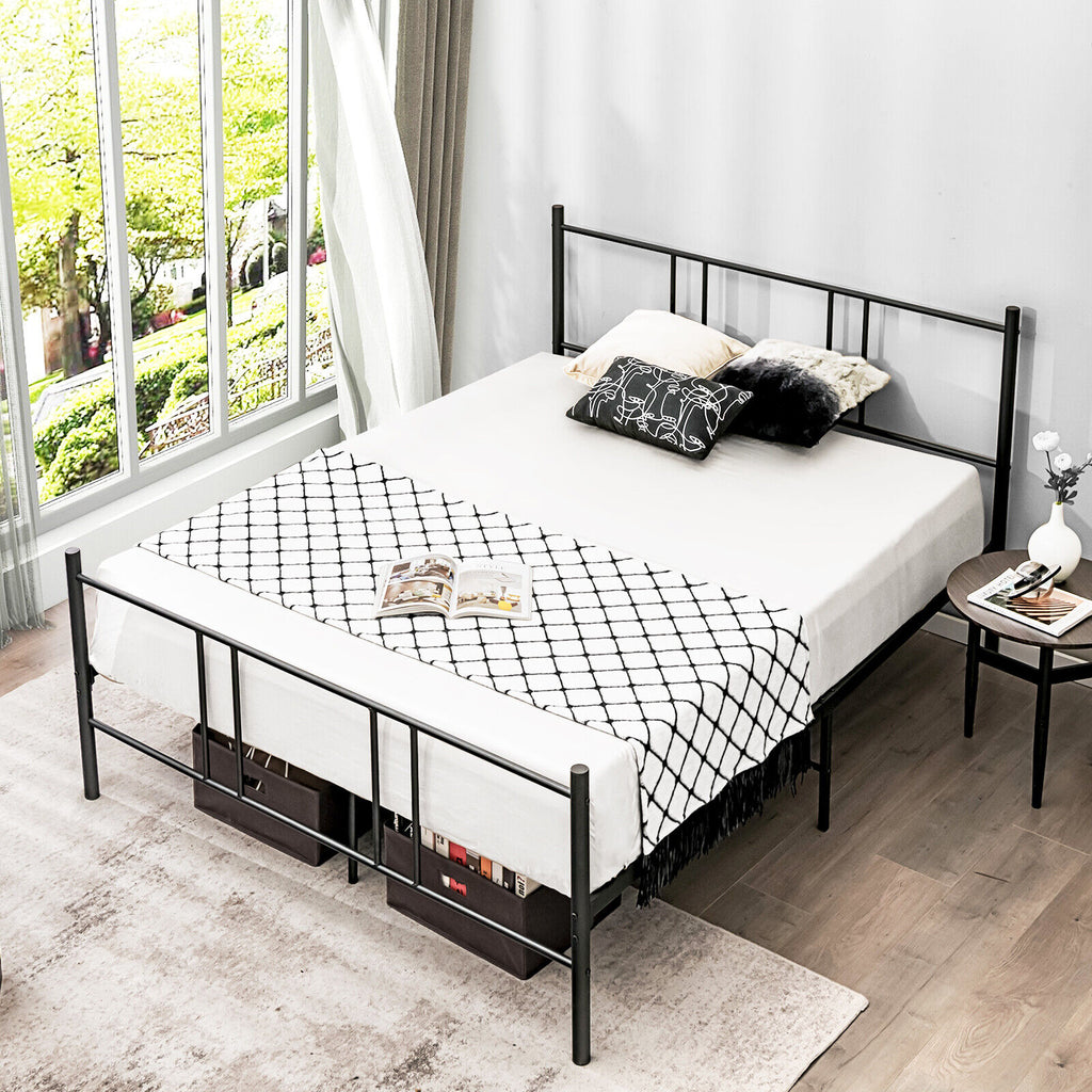 Steel Platform Bed Frame with High Headboard - Full Size