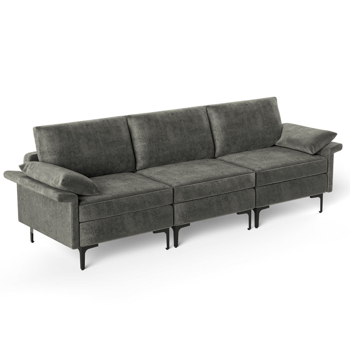 Living Room Set: 3-Seat Sofa, Floor Lamp & Accent Chair