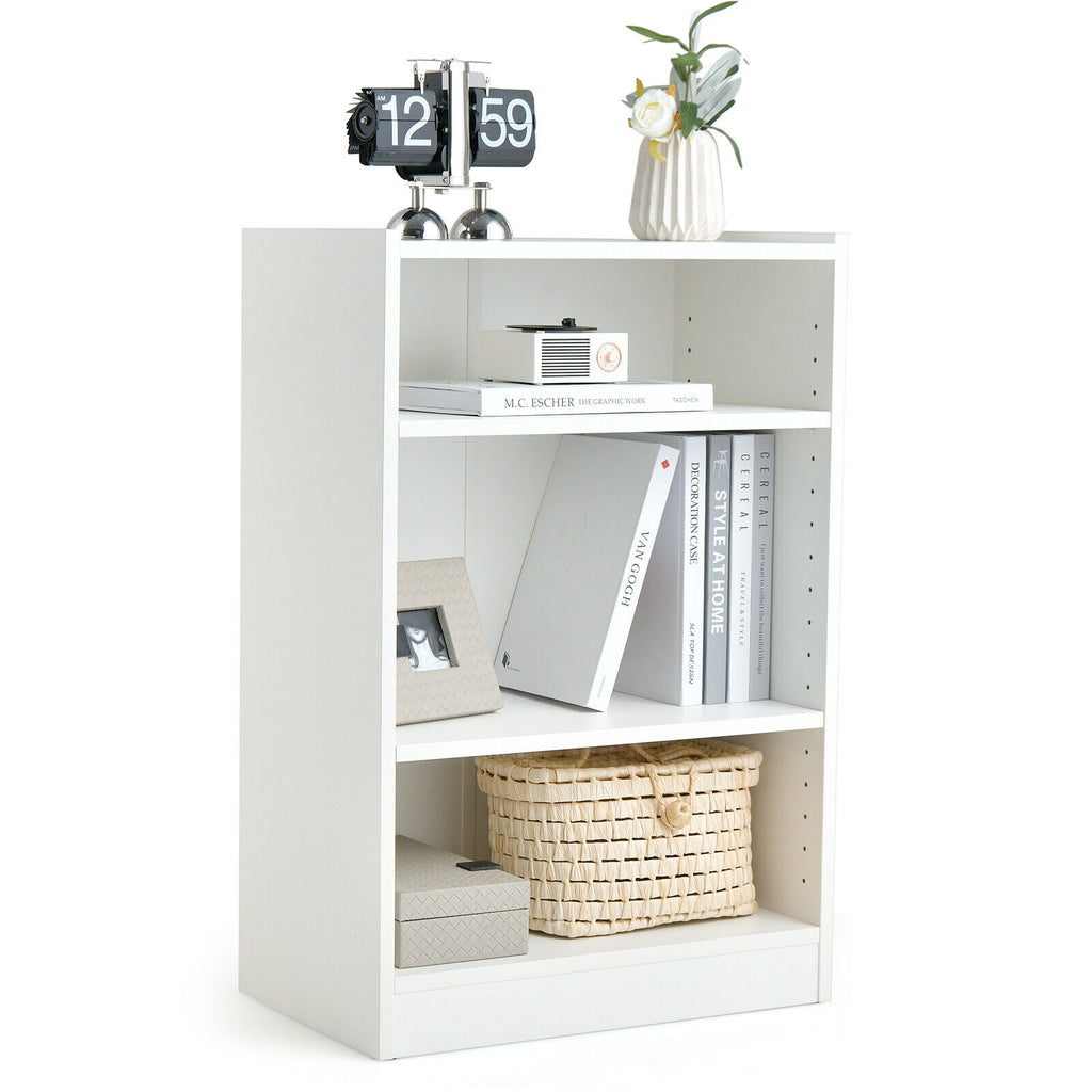 3-Tier Bookcase with Adjustable Shelves, Rustic Brown
