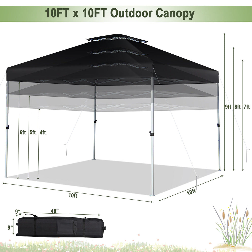 2-Tier 10 x Feet Pop-up Canopy Tent with Wheeled Carry Bag