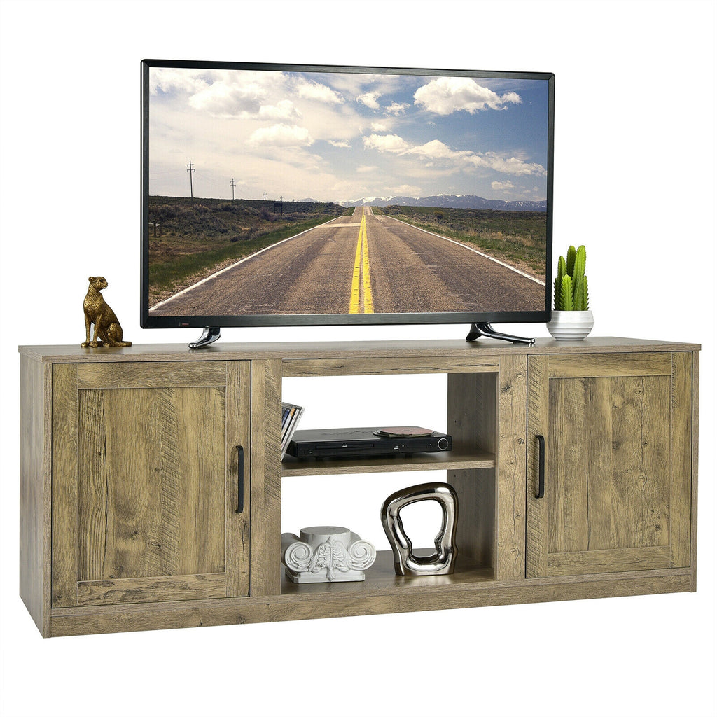 TV Stand with Double Barn Doors for 65 Inch TVs - Natural
