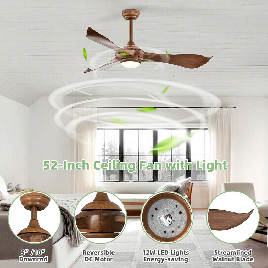 52 Inch Ceiling Fan with Light Reversible DC Motor - With Light
