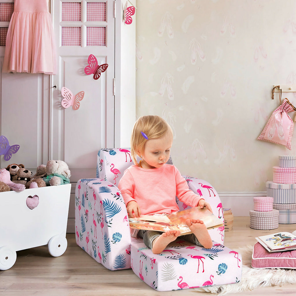 Pink 3-in-1 Convertible Kid Sofa Bed Lounger - Toddler Play & Rest Chair
