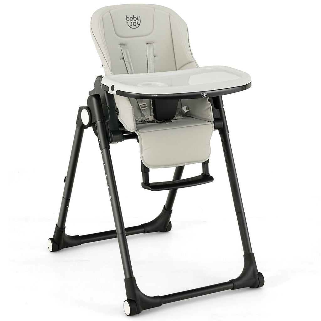 Folding Baby High Chair with 6 Adjustable Heights - Gray, 4-in-1