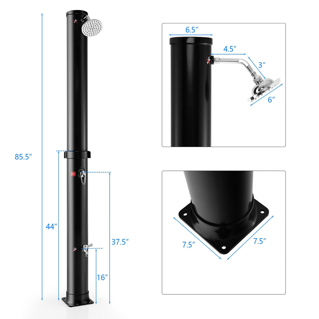 Solar Outdoor Shower 7.2 Ft 10 Gallon – Black