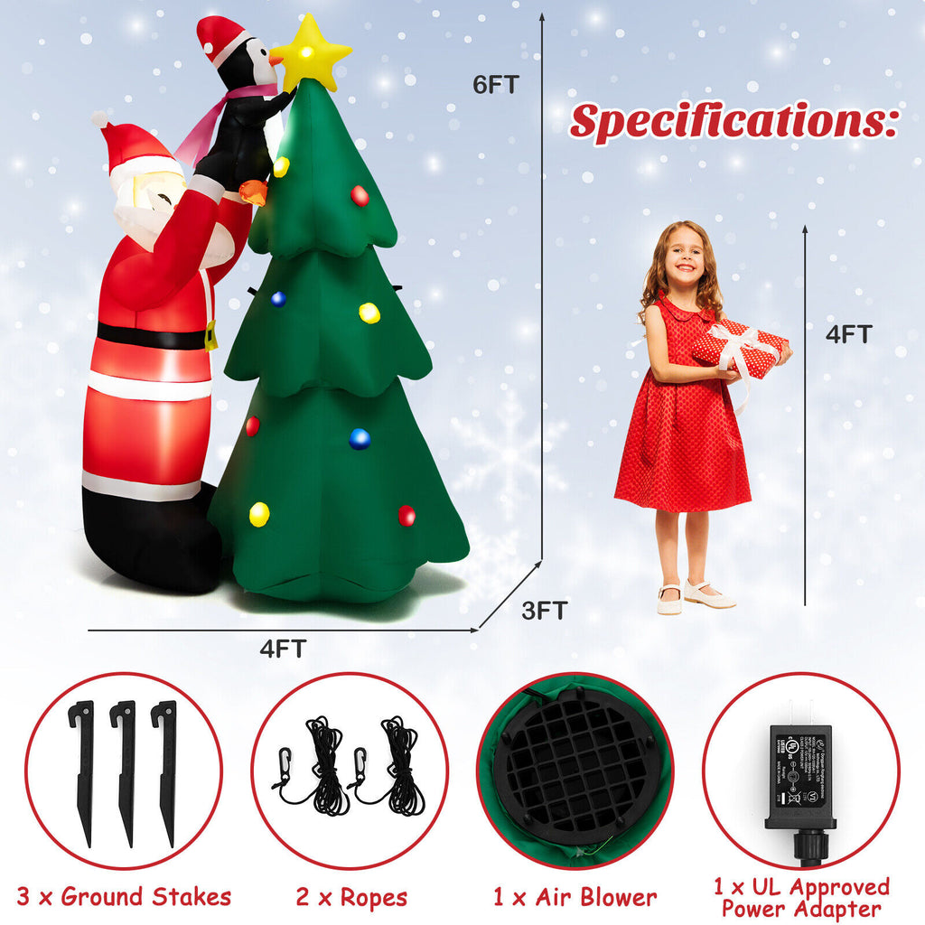 Inflatable Christmas Tree with Santa and LED Lights - G Style Variation, 6 Feet